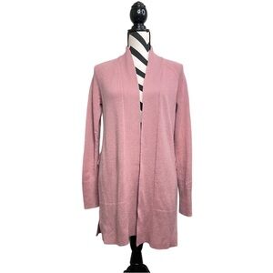 Theory 100% Cashmere Sz S Dusty Rose Open Front Long Cardigan